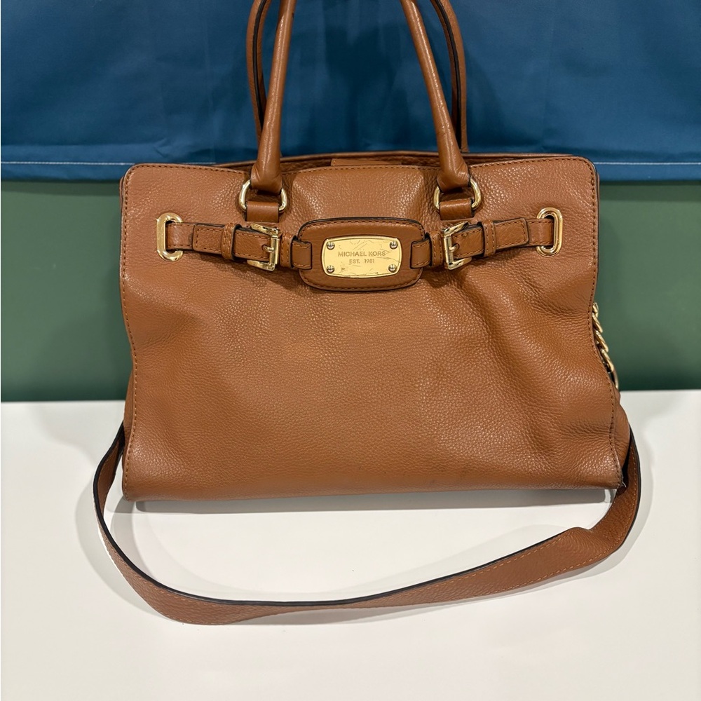 Michael Kors Tan Satchel with Gold Accents
